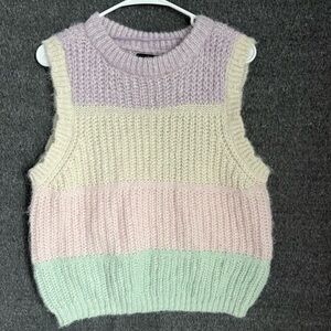 Vero Moda New Lilac and Cream Knit Vest Sweater Sz L